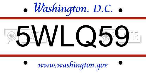5WLQ59 District Of Columbia License Plate