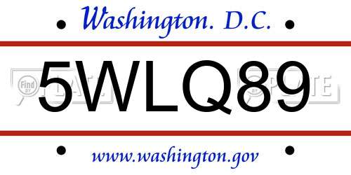5WLQ89 District Of Columbia License Plate