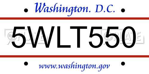 5WLT550 District Of Columbia License Plate
