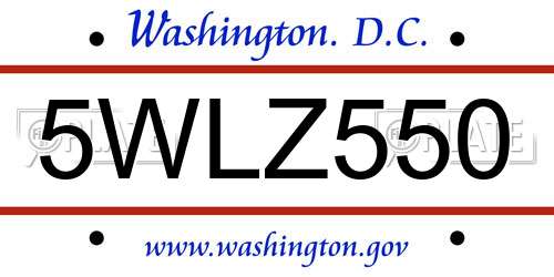 5WLZ550 District Of Columbia License Plate
