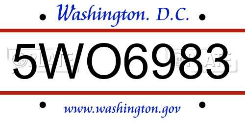 5WO6983 District Of Columbia License Plate