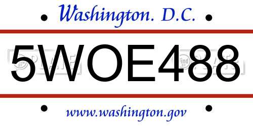 5WOE488 District Of Columbia License Plate