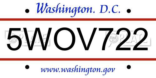 5WOV722 District Of Columbia License Plate