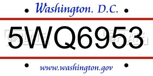 5WQ6953 District Of Columbia License Plate
