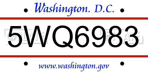 5WQ6983 District Of Columbia License Plate