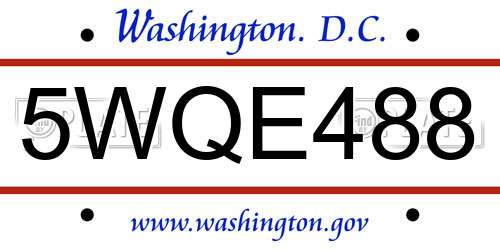 5WQE488 District Of Columbia License Plate