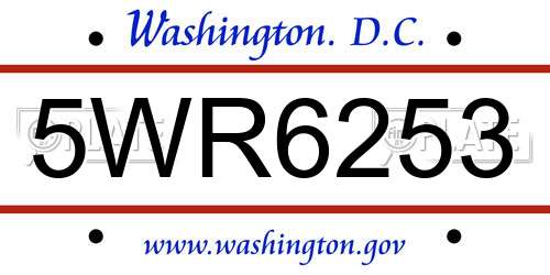 5WR6253 District Of Columbia License Plate