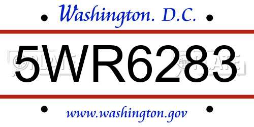 5WR6283 District Of Columbia License Plate