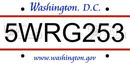 5WRG253 District Of Columbia License Plate
