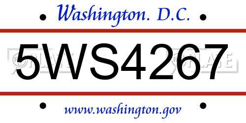 5WS4267 District Of Columbia License Plate