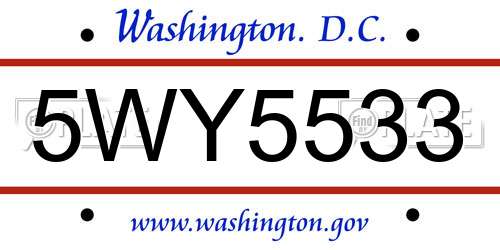 5WY5533 District Of Columbia License Plate