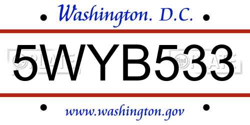 5WYB533 District Of Columbia License Plate