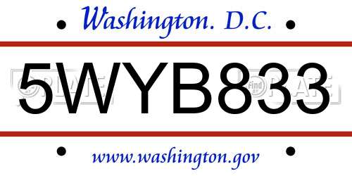 5WYB833 District Of Columbia License Plate