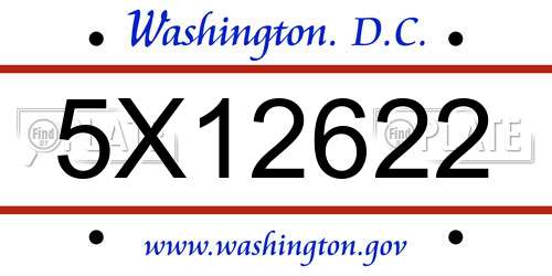 5X12622 District Of Columbia License Plate