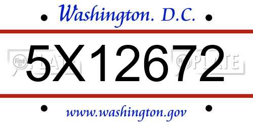 5X12672 District Of Columbia License Plate
