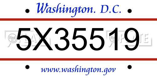 5X35519 District Of Columbia License Plate