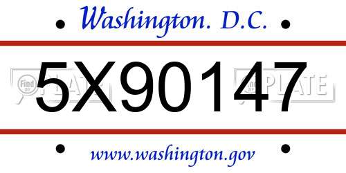 5X90147 District Of Columbia License Plate