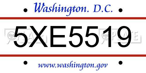 5XE5519 District Of Columbia License Plate