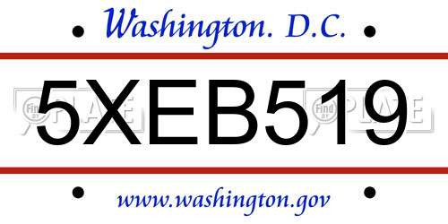 5XEB519 District Of Columbia License Plate