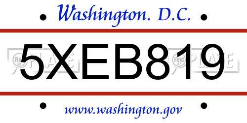 5XEB819 District Of Columbia License Plate