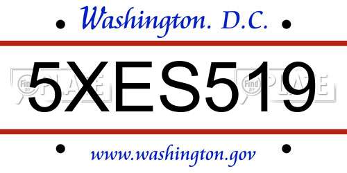 5XES519 District Of Columbia License Plate