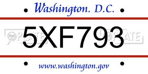 5XF793 District Of Columbia License Plate