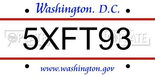 5XFT93 District Of Columbia License Plate