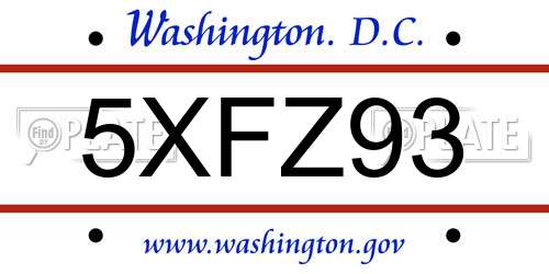 5XFZ93 District Of Columbia License Plate