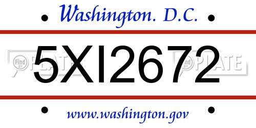 5XI2672 District Of Columbia License Plate
