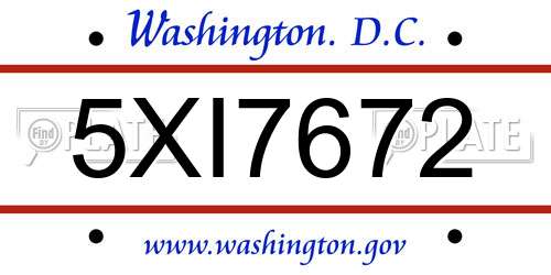 5XI7672 District Of Columbia License Plate