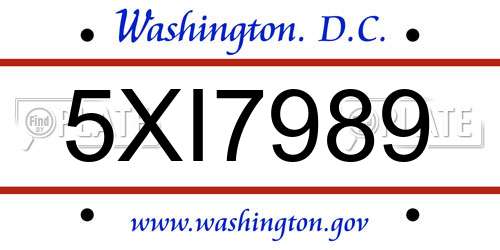 5XI7989 District Of Columbia License Plate