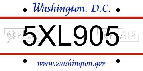 5XL905 District Of Columbia License Plate