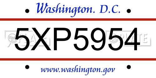 5XP5954 District Of Columbia License Plate