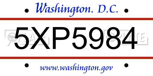 5XP5984 District Of Columbia License Plate