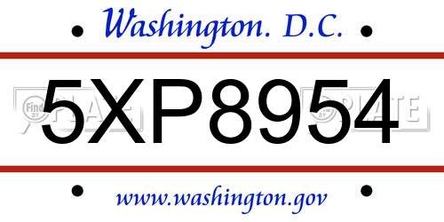 5XP8954 District Of Columbia License Plate