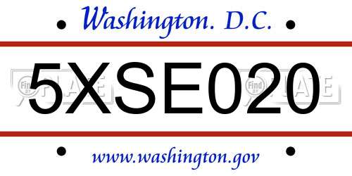 5XSE020 District Of Columbia License Plate