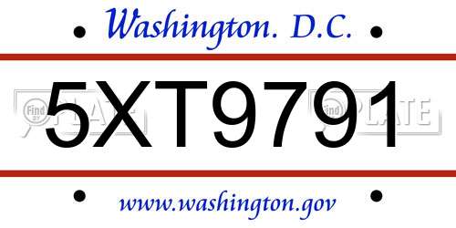 5XT9791 District Of Columbia License Plate