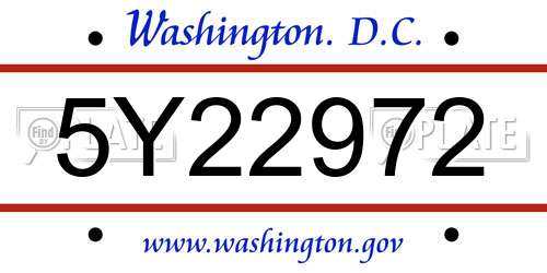 5Y22972 District Of Columbia License Plate