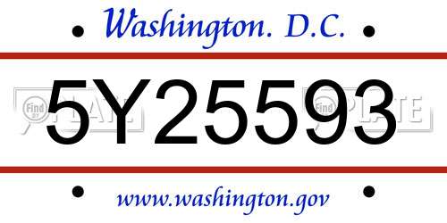 5Y25593 District Of Columbia License Plate
