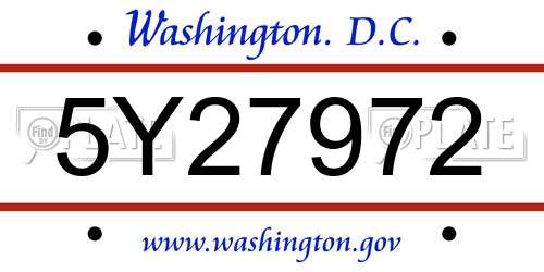 5Y27972 District Of Columbia License Plate
