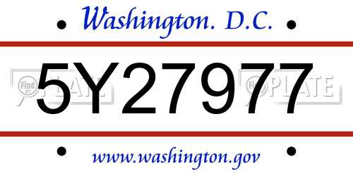 5Y27977 District Of Columbia License Plate