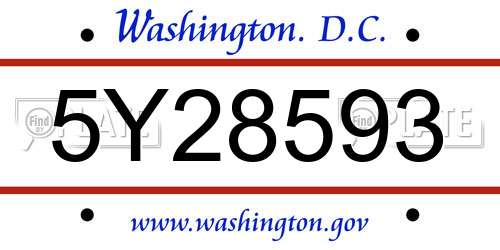 5Y28593 District Of Columbia License Plate
