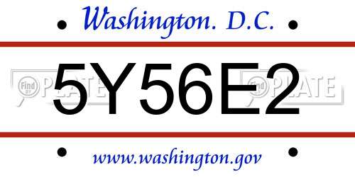 5Y56E2 District Of Columbia License Plate