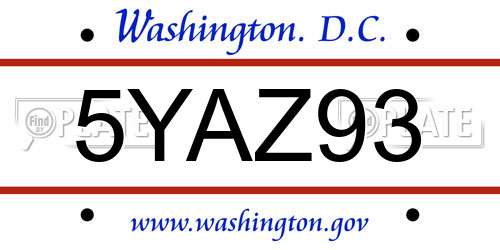 5YAZ93 District Of Columbia License Plate