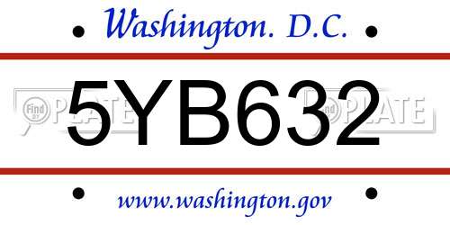 5YB632 District Of Columbia License Plate