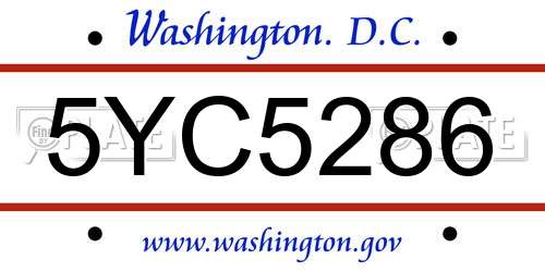5YC5286 District Of Columbia License Plate