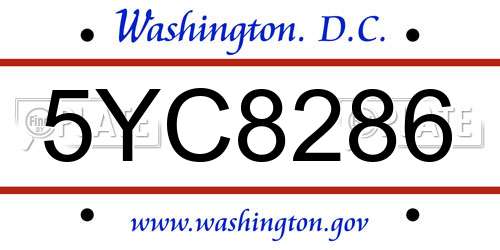 5YC8286 District Of Columbia License Plate