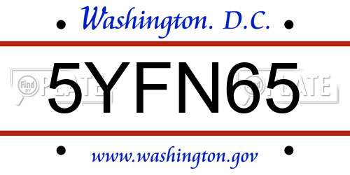 5YFN65 District Of Columbia License Plate