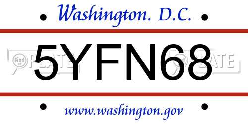 5YFN68 District Of Columbia License Plate