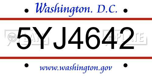 5YJ4642 District Of Columbia License Plate